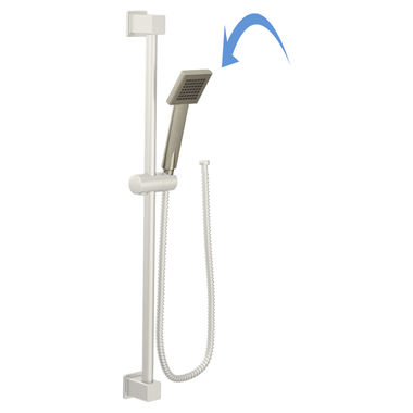 Click here to see Moen 176257BN Moen 3in Single-Function Hand Shower for S3879EP Slide Bar Handshower, Square, LifeShine Finish, Eco-Performance, 1.75 GPM, Brushed Nickel - 176257BN