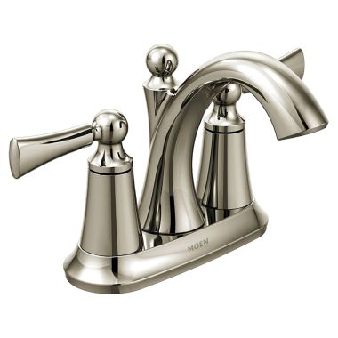 Click here to see Moen 4505NL Moen 4505NL Wynford Polished Nickel Two Handle Lavatory Faucet