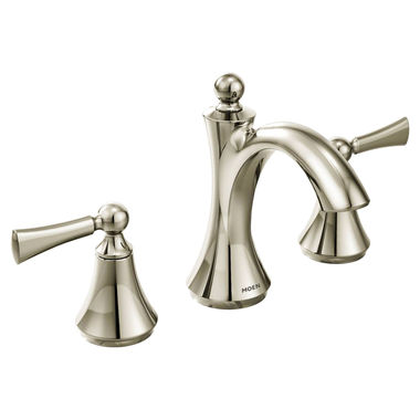 Click here to see Moen T4520NL Moen T4520NL Wynford Two-Handle High-Arc Widespread Bathroom Faucet, Lever Handles, Polished Nickel