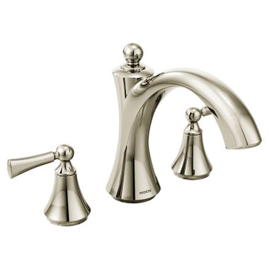 Click here to see Moen T653NL Moen Wynford Roman Tub Faucet Trim, Lever Handles, Polished Nickel - T653NL