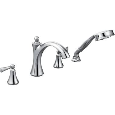 Click here to see Moen T654 Moen T654 Wynford Chrome Roman Tub Faucet Trim with Handheld