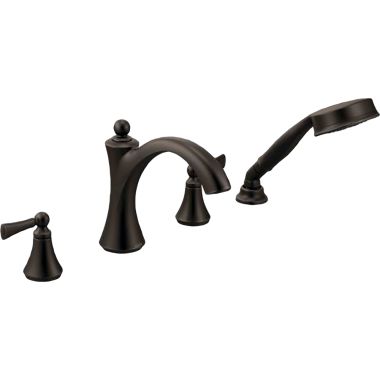Click here to see Moen T654ORB Moen T654ORB Wynford Oil Rubbed Bronze Roman Tub Faucet Trim with Handheld