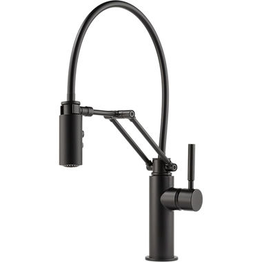 Click here to see Brizo 63221LF-BL Brizo Solna Single-Handle Articulating Pull-Down Kitchen Faucet, Matte Black - 63221LF-BL