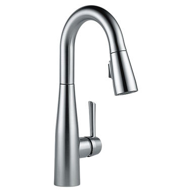 Click here to see Delta 9913-AR-DST Delta Essa Single Handle Pull-Down Bar/Prep Faucet, Arctic Stainless - 9913-AR-DST