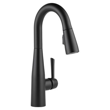 Click here to see Delta 9913-BL-DST Delta Essa Single Handle Pull-Down Bar/Prep Faucet, Matte Black - 9913-BL-DST
