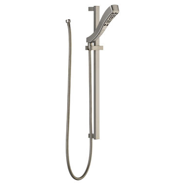 Click here to see Delta 51552-SS Delta Universal Showering 4-Setting Hand Shower with Slide Bar, H2Okinetic, Touch-Clean, WaterSense, 1.75 GPM, Stainless - 51552-SS
