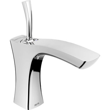 Click here to see Delta 552LF-SSLPU Delta Tesla Single Handle Bathroom Faucet, Less Pop-Up, Deck Mount, 1.2 GPM, Stainless - 552LF-SSLPU