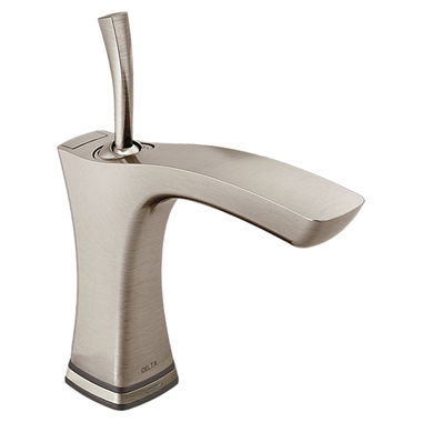 Click here to see Delta 552TLF-SS Delta Tesla Touchless Deck-Mount Stainless Lavatory Faucet with Joystick Handle, Plastic Pop-Up, 1.2 GPM, Single-Handle, DIAMOND Seal, Touch2O - 552TLF-SS