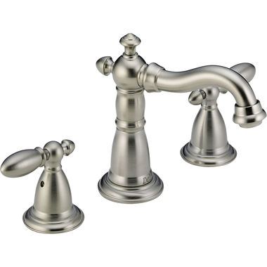 Click here to see Delta 3555-SSMPU-DST Delta Victorian Hook Spout Stainless Lavatory Faucet for 4