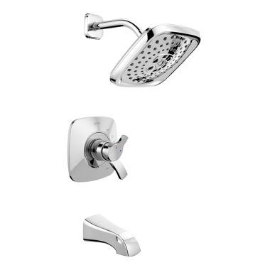 Click here to see Delta T17452 Delta Tesla Monitor 17 Series H2Okinetic Tub/Shower Trim w/ Rainshower, 2-Function 1.75 GPM, MultiChoice, Polished Chrome - T17452