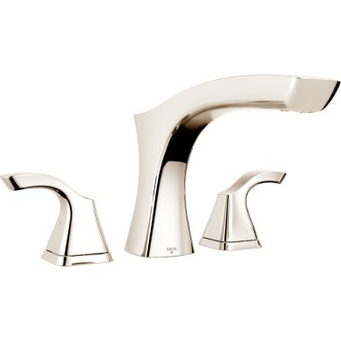 Click here to see Delta T2752-PN Delta Tesla Two-Handle Roman Tub Faucet Trim, Angular Spout, Lever Handles, ADA-Compliant, Polished Nickel - T2752-PN 