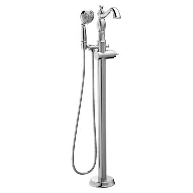 Click here to see Delta T4797-FL-LHP Delta Cassidy Single-Handle Freestanding Tub Filler Trim with 1.75 GPM Three-Setting Hand Shower, H2Okinetic, Hook Spout, Less Handle, Polished Chrome - T4797-FL-LHP