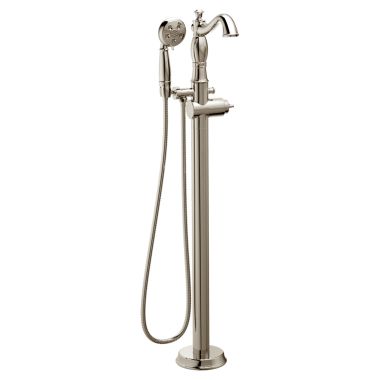 Click here to see Delta T4797-PNFL-LHP Delta Cassidy Single-Handle Freestanding Tub Filler Trim with 1.75 GPM Three-Setting Hand Shower, H2Okinetic, Hook Spout, Less Handle, Polished Nickel - T4797-PNFL-LHP