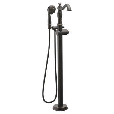 Click here to see Delta T4797-RBFL-LHP Delta Cassidy Single-Handle Freestanding Tub Filler Trim with 1.75 GPM Three-Setting Hand Shower, H2Okinetic, Hook Spout, Less Handle, Venetian Bronze - T4797-RBFL-LHP
