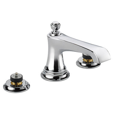 Click here to see Brizo 65360LF-PCLHP Brizo Rook Two-Handle Widespread Polished Chrome Bathroom Faucet with Metal Pop-Up Drain, 1.5 GPM, Three-Hole, Less Handles - 65360LF-PCLHP