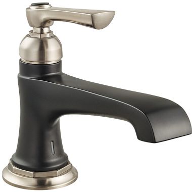 Click here to see Brizo 65960LF-NKBL Brizo Rook Single-Handle Luxe Nickel/Matte Black Bathroom Faucet with SmartTouchPlus, Single-Hole, 1.5 GPM, Less Drain - 65960LF-NKBL
