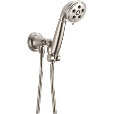 Click here to see Brizo 88861-NK Brizo Rook Multi-Function Wall-Mount Round Hand Shower with H2Okinetic, Stretchable Hose, 1.75 GPM, Brilliance Luxe Nickel - 88861-NK