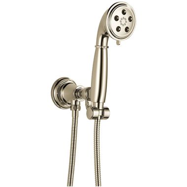 Click here to see Brizo 88861-PN Brizo Rook Multi-Function Wall-Mount Round Hand Shower with H2Okinetic, Stretchable Hose, 1.75 GPM, Brilliance Polished Nickel - 88861-PN