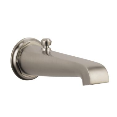 Click here to see Brizo RP78581NK Brizo Rook Brilliance Luxe Nickel Wall Mounted Tub Spout with Pull-Up Diverter, Solid Brass, 1/2-14 inch Connection Size - RP78581NK
