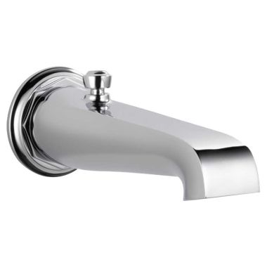 Click here to see Brizo RP78581PC Brizo Rook Polished Chrome Wall Mounted Tub Spout with Pull-Up Diverter, Solid Brass, 1/2-14 inch Connection Size - RP78581PC