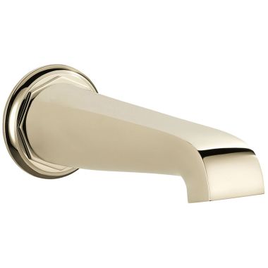 Click here to see Brizo RP78582PN Brizo Rook Brilliance Polished Nickel Wall Mounted Non-Diverter Tub Spout, Solid Brass, 1/2-inch Connection Size - RP78582PN