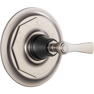 Click here to see Brizo T66T060-NKBL Brizo Rook Sensori Single-Handle Thermostatic Valve Trim, Lever Handle, Luxe Nickel/Matte Black - T66T060-NKBL