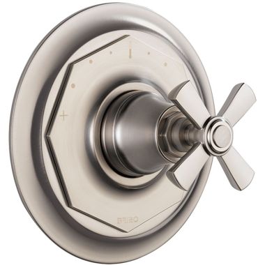 Click here to see Brizo T66T061-NK Brizo Rook Sensori Single-Handle Thermostatic Valve Trim, Cross Handle, Luxe Nickel - T66T061-NK