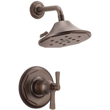 Click here to see Brizo T60261-RB Brizo Rook TempAssure Thermostatic Shower Trim with Multi-Function Showerhead, WaterSense, 1.75 GPM, Venetian Bronze - T60261-RB