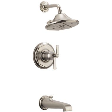 Click here to see Brizo T60461-NK Brizo Rook TempAssure Tub/Shower Faucet with Thermostatic Cartridge, 4-Function Showerhead, 1.75 GPM, Brilliance Luxe Nickel - T60461-NK
