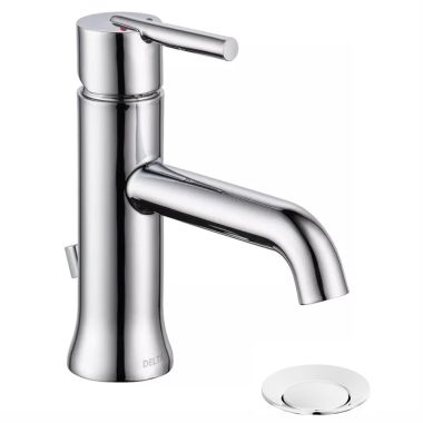 Click here to see Delta 559LF-MPU Delta Trinsic Tube Spout Chrome Lavatory Faucet with Escutcheon, Metal Pop-Up, 1.2 GPM, Single-Handle, Lever Handle - 559LF-MPU