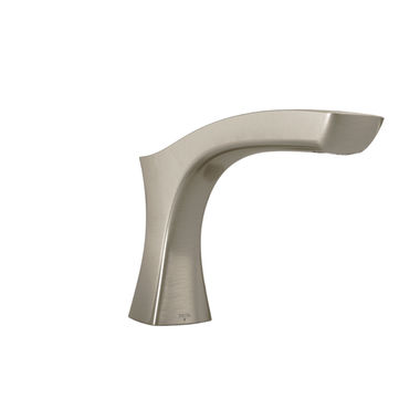 Click here to see Delta RP78517SS Delta Tesla 1.75 GPM Stainless Steel Roman Tub Spout, Non-Diverter, Deck-Mount, Single-Hole Installation, Rigid Slip-on Spout , 8-11/16in Spout Reach - RP78517SS 