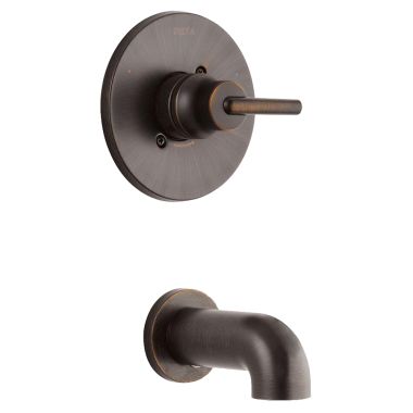 Click here to see Delta T14159-RB Delta Trinsic Single-Handle Monitor 14 Series Tub Faucet Trim, Lever Handles, Non-Diverter Tub Spout, ADA, Venetian Bronze - T14159-RB