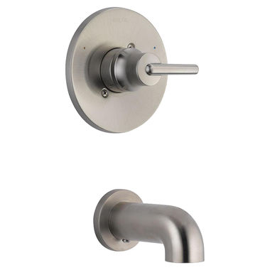 Click here to see Delta T14159-SS Delta Trinsic Single-Handle Monitor 14 Series Tub Faucet Trim, Lever Handles, Non-Diverter Tub Spout, ADA, Stainless - T14159-SS