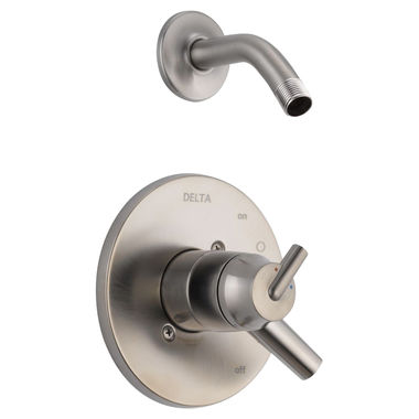 Click here to see Delta T17259-SSLHD Delta Trinsic Monitor 17 Series Two-Handle Shower Faucet with Volume Control, Lever Handles, ADA, Less Showerhead, Stainless - T17259-SSLHD