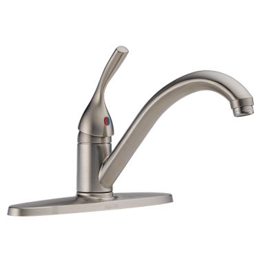 Click here to see Delta 100-SS-DST Delta Classic Single Handle Kitchen Faucet w/ Escutcheon, Brilliance Stainless Steel - 100-SS-DST
