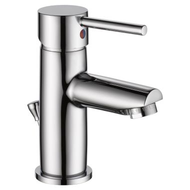 Click here to see Delta 559LF-PP Delta Modern Tubular Single-Hole Chrome Lavatory Faucet, Metal Pop-Up, 1.2 GPM, Single-Handle, Rounded Lever Handle, Project Pack - 559LF-PP