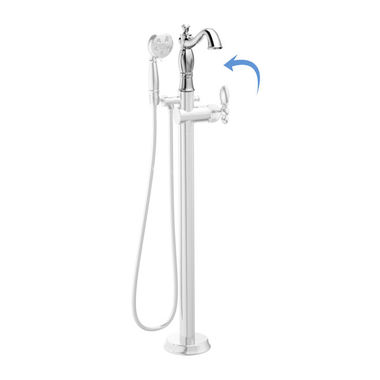 Click here to see Delta RP78288 Delta 1.75 GPM Chrome 8-1/2in Swivel Spout for T4797-FL-LHP Traditional Floor Mount Tub Filler, Solid Brass Construction - RP78288