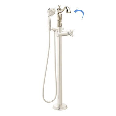 Click here to see Delta RP78288PN Delta 1.75 GPM Polished Nickel 8-1/2in Swivel Spout for T4797-PNFL-LHP Traditional Floor Mount Tub Filler, Solid Brass Construction - RP78288PN