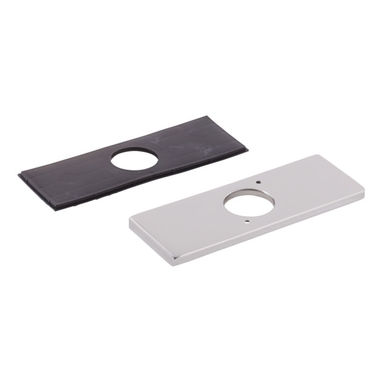 Click here to see Delta RP78358 Delta RP78358 Modern Rectangular 3-Hole Escutcheon and Gasket, Chrome