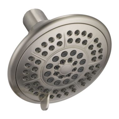 Click here to see Delta RP78575-SS25 Delta Universal Showering 2.5 GPM 5-Setting Touch-Clean Raincan Shower Head, WaterSense  Certified, 4-15/16in Diameter Head, Stainless - RP78575-SS25