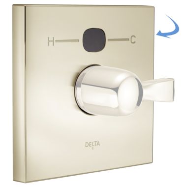 Click here to see Delta RP78577PN Delta RP78577PN Angular Modern Temp20 Escutcheon - Polished Nickel 