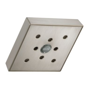 Click here to see Delta RP70171-SS15 Delta Ara Single-Function 6in Square Raincan Shower Head with H2Okinetic PowerDrench Spray, 1.5 GPM, WaterSense, Stainless - RP70171-SS15