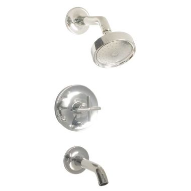 Click here to see Kohler T14420-3-SN Kohler Purist Rite-Temp Single Handle Polished Nickel Tub/Shower Trim with Push Button Diverter, Cross Handle, 2.5 GPM, 80 PSI - K-T14420-3-SN