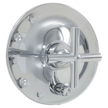 Click here to see Kohler T14501-3-CP Kohler Purist Rite-Temp Valve Trim w/ Push-Button Diverter, Cross Handle, Polished Chrome - K-T14501-3-CP