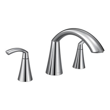 Click here to see Moen T373 Moen Glyde Two-Handle Roman Tub Faucet Trim, High Arc Spout, Lever Handles, M-PACT, Chrome - T373