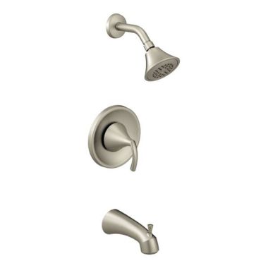 Click here to see Moen T2743EPBN Moen Glyde Posi-Temp Tub/Shower Faucet, 1.75 GPM, 1-Function, Single Lever Handle, M-PACT, Eco-Performance, Brushed Nickel - T2743EPBN