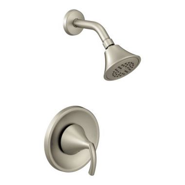 Click here to see Moen T2742BN Moen Glyde Posi-Temp Single-Handle Shower Faucet, One-Function, 2.5 GPM, Lever Handle, M-PACT, Brushed Nickel - T2742BN