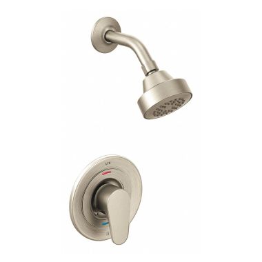 Click here to see Cleveland Faucet 46302CBNGR CFG Edgestone Round Single-Handle Pressure Balancing Cycling Shower Faucet with 1.75 GPM Shower Head, Lever Handle, Brushed Nickel - T46302CBNGR