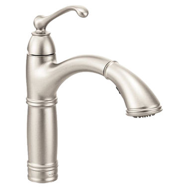 Click here to see Moen 7295SRS Moen Brantford Single Handle Pull-Out Kitchen Faucet, Spot Resist Stainless - 7295SRS