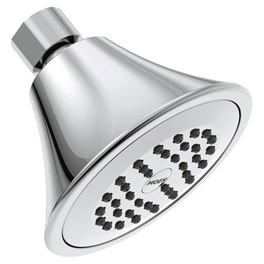 Click here to see Moen 6370 Moen Transitional 3-3/4in Single-Spray Function Shower Head, Full Spray, 1/2in IPS Connection, Round Spray Face, 2.5 GPM, Chrome - 6370